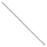 925 White Gold 3.5 mm Curb Chain Bracelet, Polished