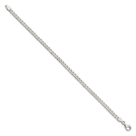 925 White Gold 3.5 mm Curb Chain Bracelet, Polished