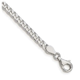 925 White Gold 3.5 mm Curb Chain Bracelet, Polished shown for scale