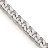925 White Gold 3.5 mm Curb Chain Necklace, Polished detail view