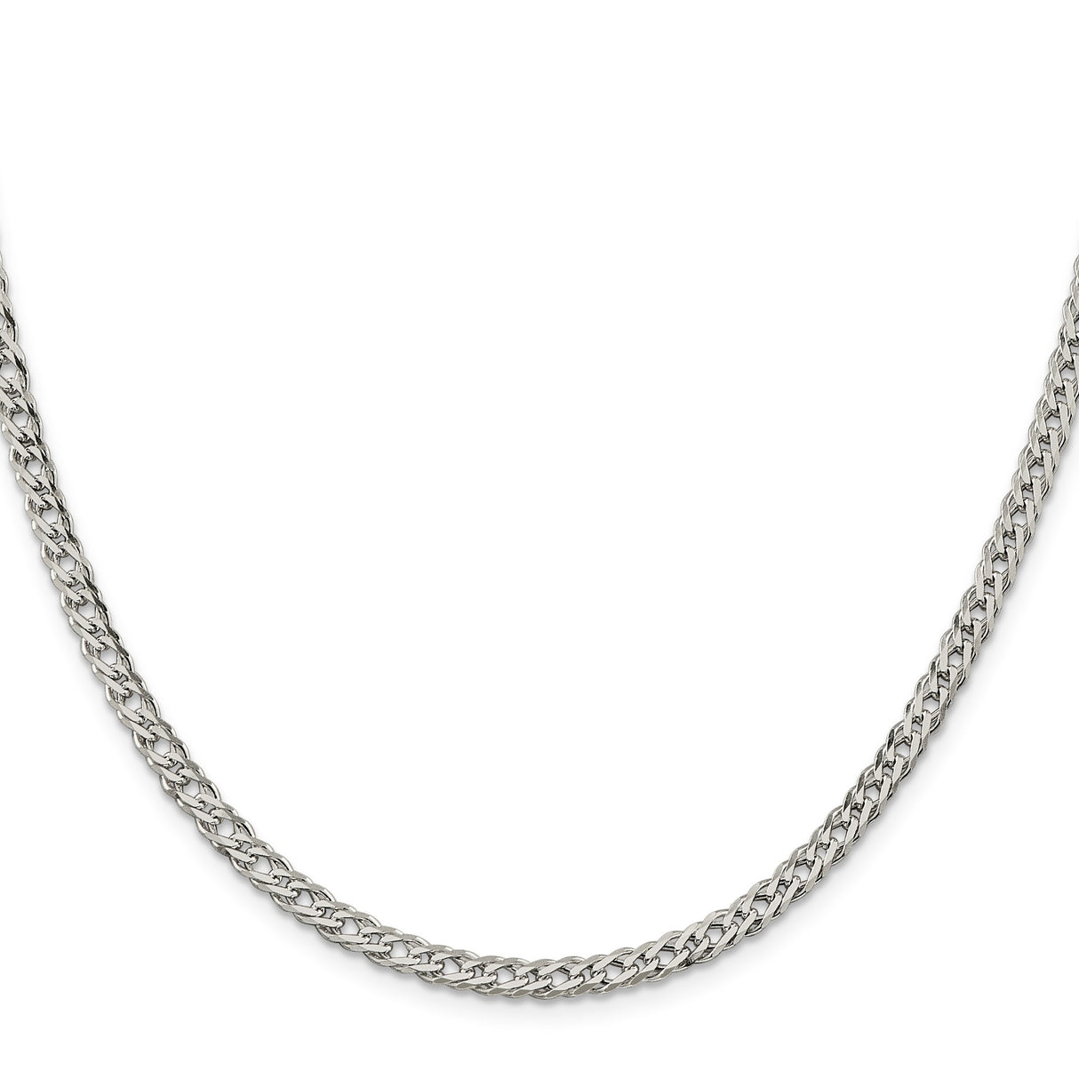 925 White Gold 4.25 mm Curb Chain Necklace, Polished