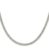 925 White Gold 4.25 mm Curb Chain Necklace, Polished