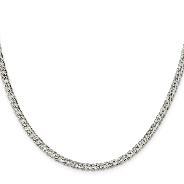 925 White Gold 4.25 mm Curb Chain Necklace, Polished