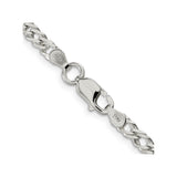 925 White Gold 4.25 mm Curb Chain Necklace, Polished alternate angle