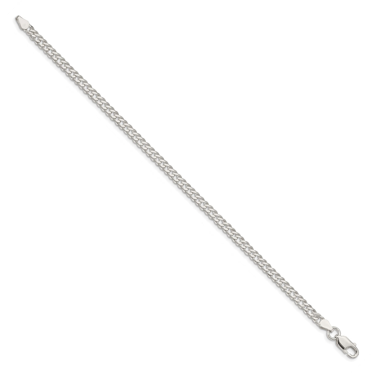 925 White Gold 4.25 mm Curb Chain Bracelet, Polished