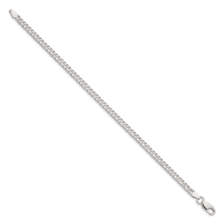 925 White Gold 4.25 mm Curb Chain Bracelet, Polished