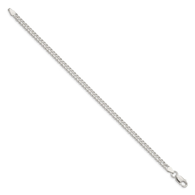 925 White Gold 4.25 mm Curb Chain Bracelet, Polished