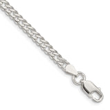 925 White Gold 4.25 mm Curb Chain Bracelet, Polished shown for scale