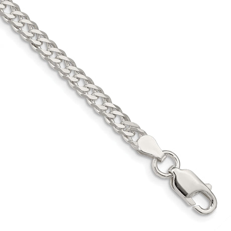925 White Gold 4.25 mm Curb Chain Bracelet, Polished shown for scale