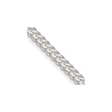 925 White Gold 4.25 mm Curb Chain Necklace, Polished detail view