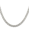925 White Gold 5.65 mm Curb Chain Necklace, Polished