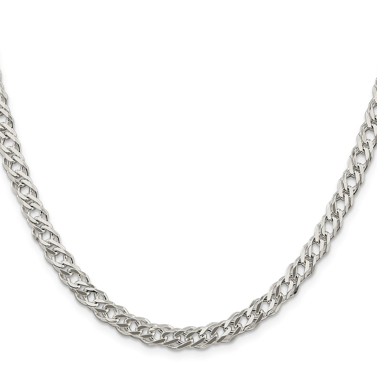 925 White Gold 5.65 mm Curb Chain Necklace, Polished