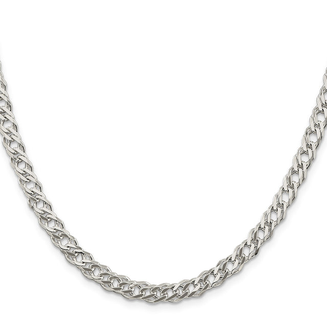 925 White Gold 5.65 mm Curb Chain Necklace, Polished