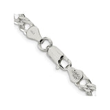 925 White Gold 5.65 mm Curb Chain Necklace, Polished alternate angle
