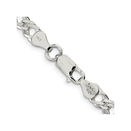 925 White Gold 5.65 mm Curb Chain Necklace, Polished alternate angle
