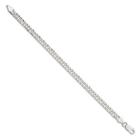 925 White Gold 5.65 mm Curb Chain Bracelet, Polished