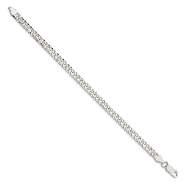 925 White Gold 5.65 mm Curb Chain Bracelet, Polished