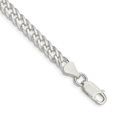 925 White Gold 5.65 mm Curb Chain Bracelet, Polished shown for scale
