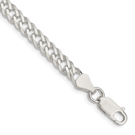 925 White Gold 5.65 mm Curb Chain Bracelet, Polished shown for scale