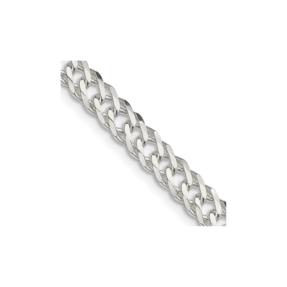 925 White Gold 5.65 mm Curb Chain Necklace, Polished detail view
