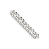 925 White Gold 5.65 mm Curb Chain Necklace, Polished detail view