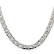 925 White Gold 6.25 mm Curb Chain Necklace, Polished