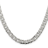 925 White Gold 6.25 mm Curb Chain Necklace, Polished