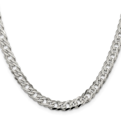 925 White Gold 6.25 mm Curb Chain Necklace, Polished