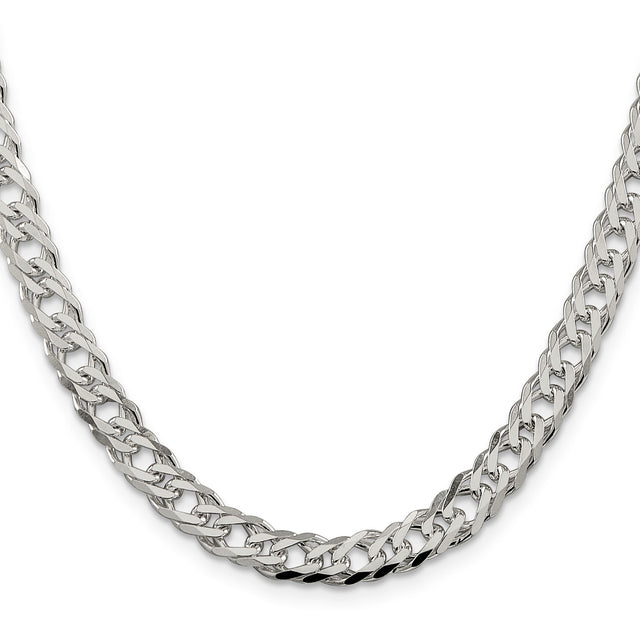 925 White Gold 6.25 mm Curb Chain Necklace, Polished
