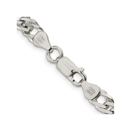 925 White Gold 6.25 mm Curb Chain Necklace, Polished alternate angle