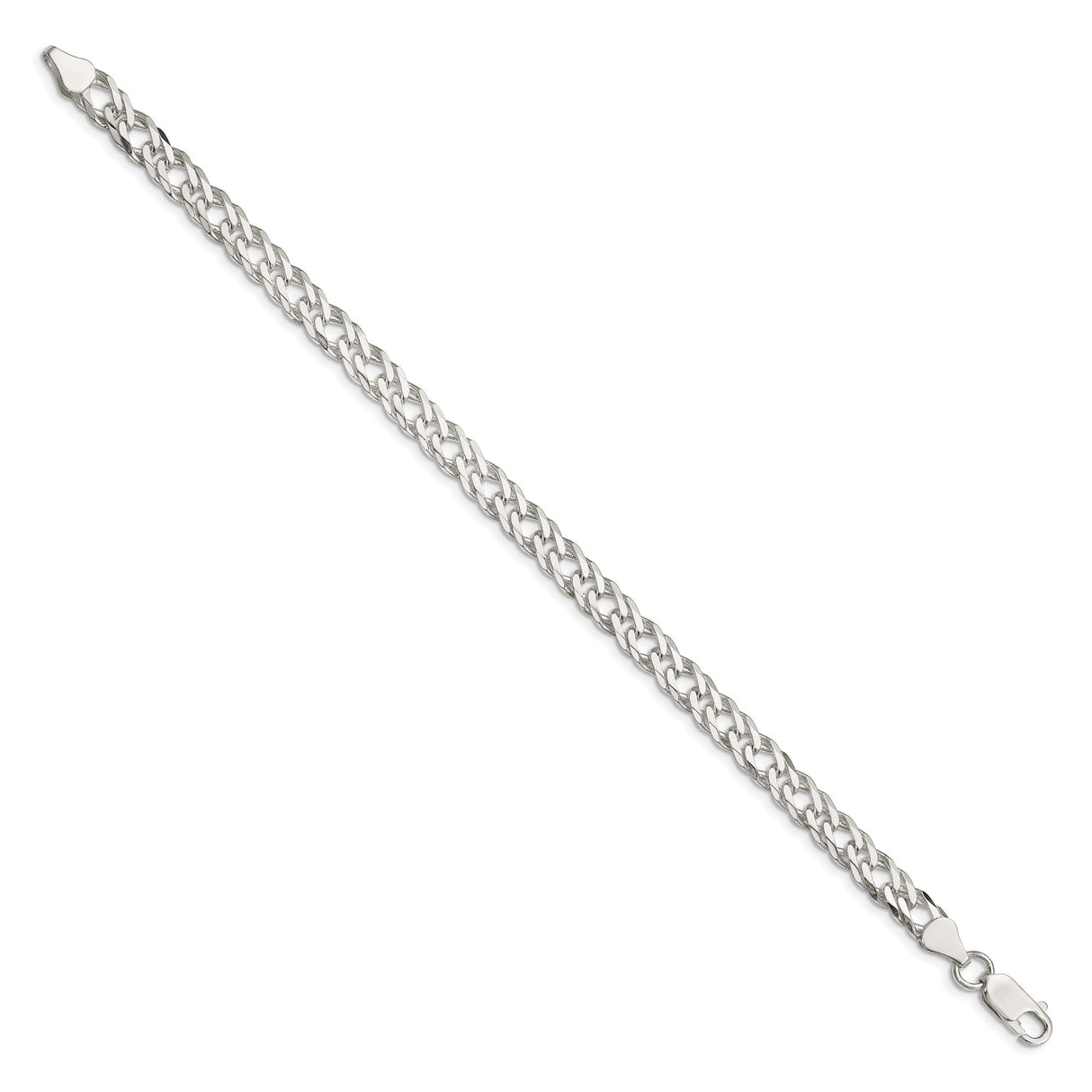 925 White Gold 6.25 mm Curb Chain Bracelet, Polished
