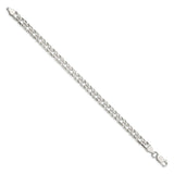 925 White Gold 6.25 mm Curb Chain Bracelet, Polished