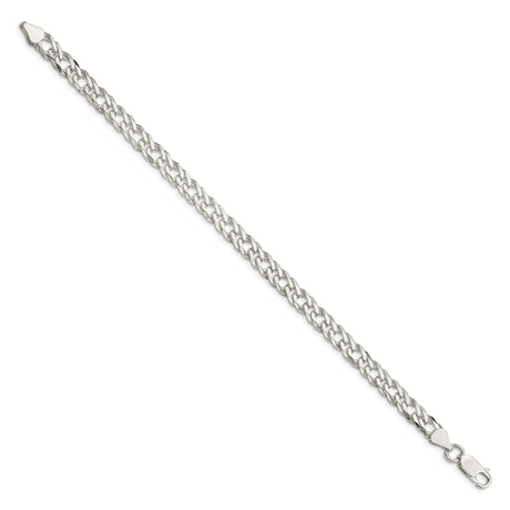 925 White Gold 6.25 mm Curb Chain Bracelet, Polished