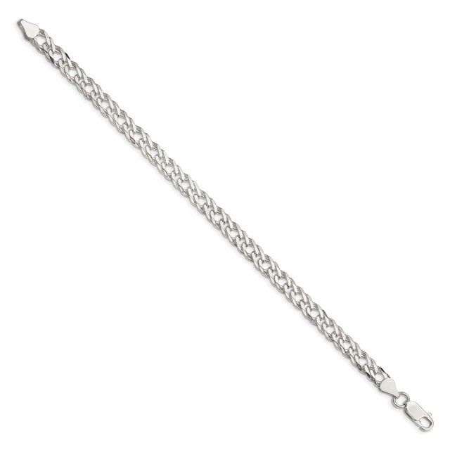 925 White Gold 6.25 mm Curb Chain Bracelet, Polished