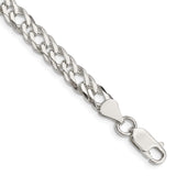 925 White Gold 6.25 mm Curb Chain Bracelet, Polished shown for scale
