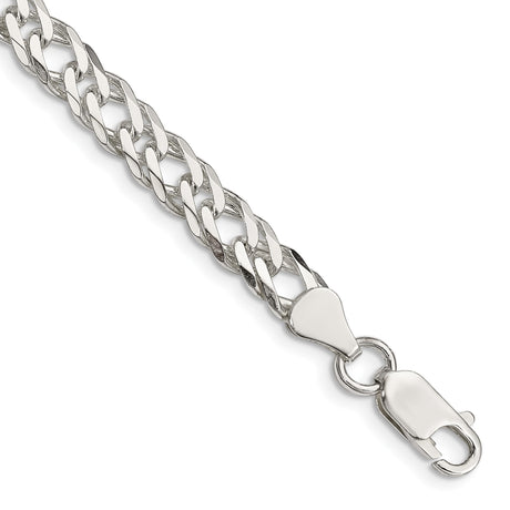 925 White Gold 6.25 mm Curb Chain Bracelet, Polished shown for scale