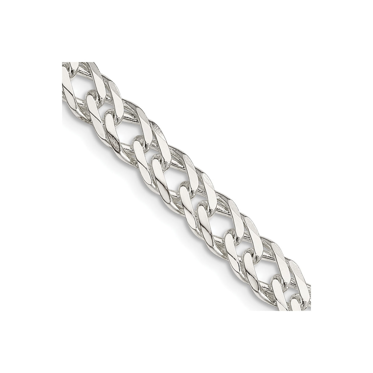 925 White Gold 6.25 mm Curb Chain Necklace, Polished detail view