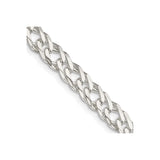 925 White Gold 6.25 mm Curb Chain Necklace, Polished detail view
