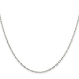 925 White Gold 1.75 mm Polished Chain Necklace, Solid