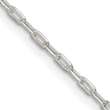 925 White Gold 1.75 mm Polished Chain Necklace, Solid detail view