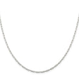 925 White Gold 2 mm Polished Chain Necklace, Solid