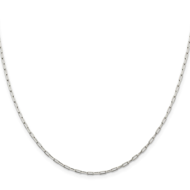925 White Gold 2 mm Polished Chain Necklace, Solid
