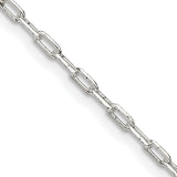 925 White Gold 2 mm Polished Chain Necklace, Solid detail view