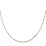 925 White Gold 2 mm Polished Chain Necklace