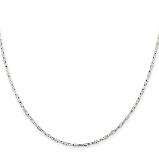 925 White Gold 2 mm Polished Chain Necklace