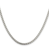 925 White Gold 3.6 mm Box Chain Necklace, Polished