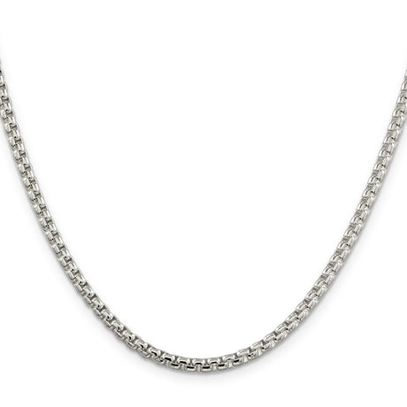 925 White Gold 3.6 mm Box Chain Necklace, Polished