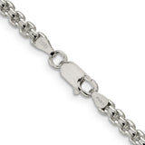 925 White Gold 3.6 mm Box Chain Necklace, Polished alternate angle