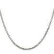 925 White Gold 2.5 mm Polished Chain Necklace, Solid