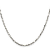 925 White Gold 2.5 mm Polished Chain Necklace, Solid